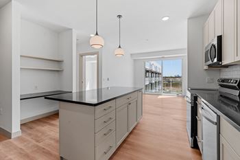 Spacious kitchen with a balcony